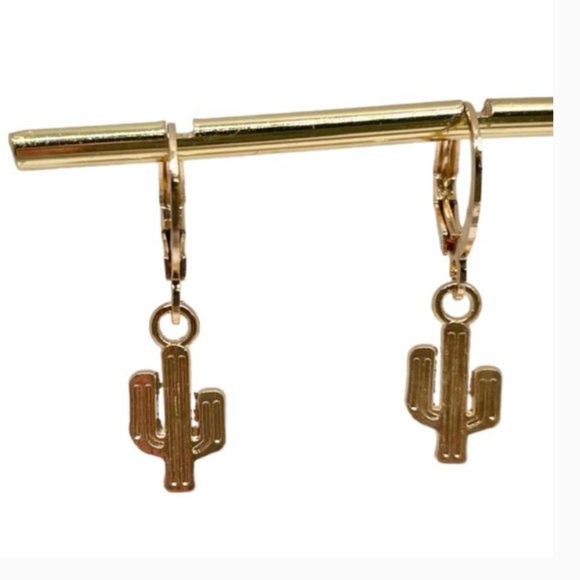 ⭐️✨ FREE Cactus Round Hoop Charm Peasant Hipster Hippie Cottage Boho Earrings - Picture 9 of 9